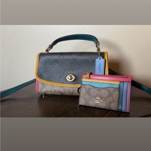 Coach Colorful Signature Crossbody Bag and Keyring card holder with zip